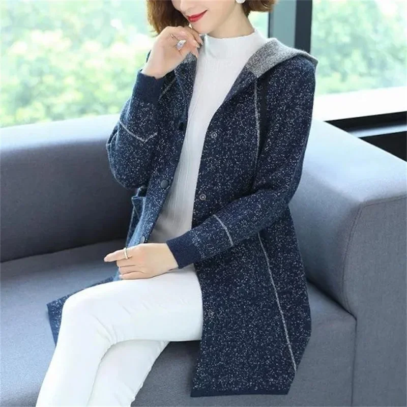 Double Sided Wool Cashmere Woolen Coat For Women Hooded Wide Overcoat For Autumn Winter Female Loose Wool Outcoat 6XL