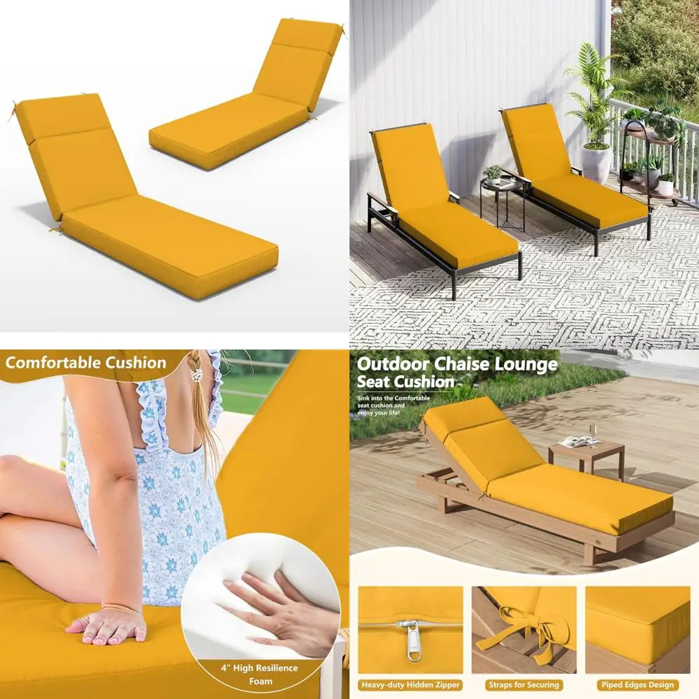 

Outdoor Chaise Lounge Cushions, 72 x 21 x 4, High-Density Foam, Water-Resistant and Fade-Resistant, Comfortable Outdoor Furnitur