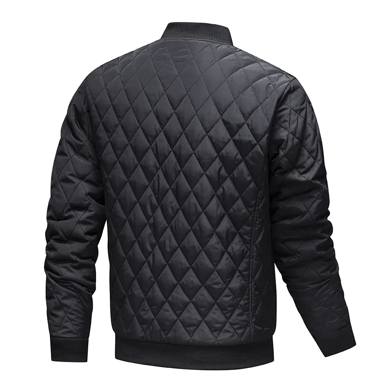 Men's Winter Vintage Parka Jacket Thickened Stand-Up Collar Baseball Suit Jacket Quilted Coat Men Diamond Pattern Cotton Parkas