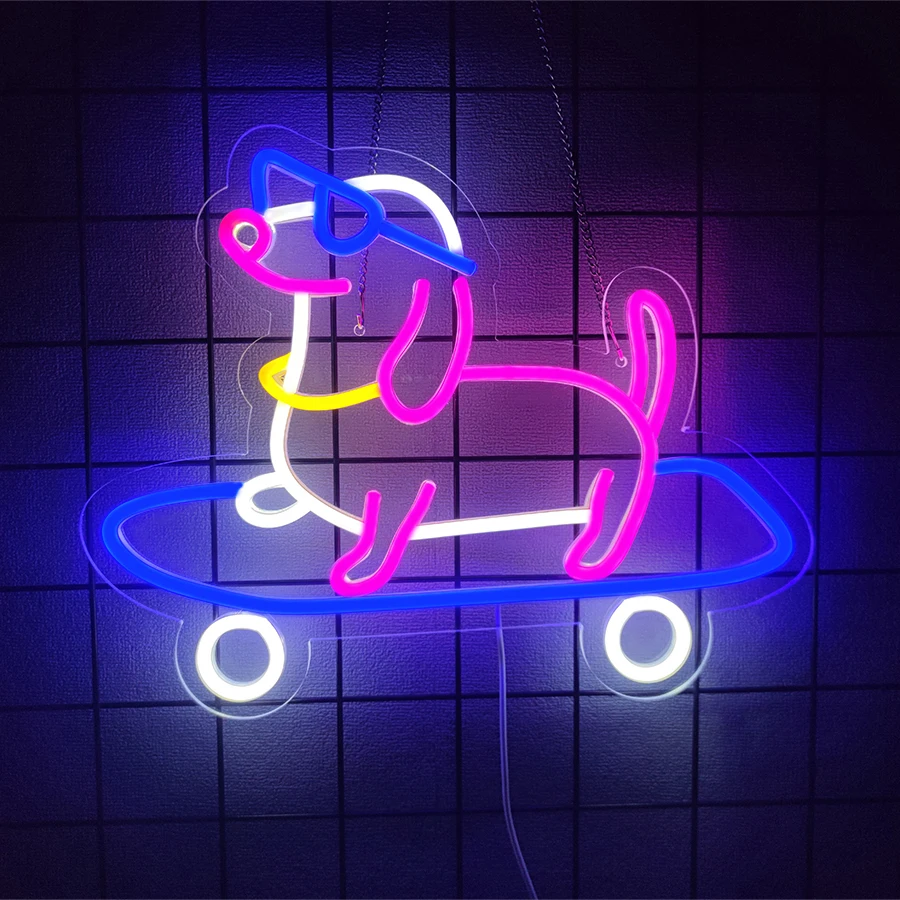 Anime Led Neon Sign, Animal Skateboard Cute Icon, Bedroom, Bar, Club, Game Room Decor, Birthday Party Gift For Boys And Girls. view 5
