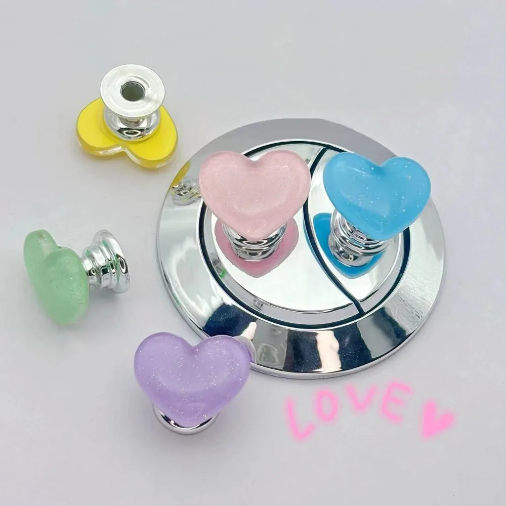 Creative Heart Shape Toilet Press Nail Protector Push Switch Toilet Button Colorful Cute Water Press Flush Button Decor