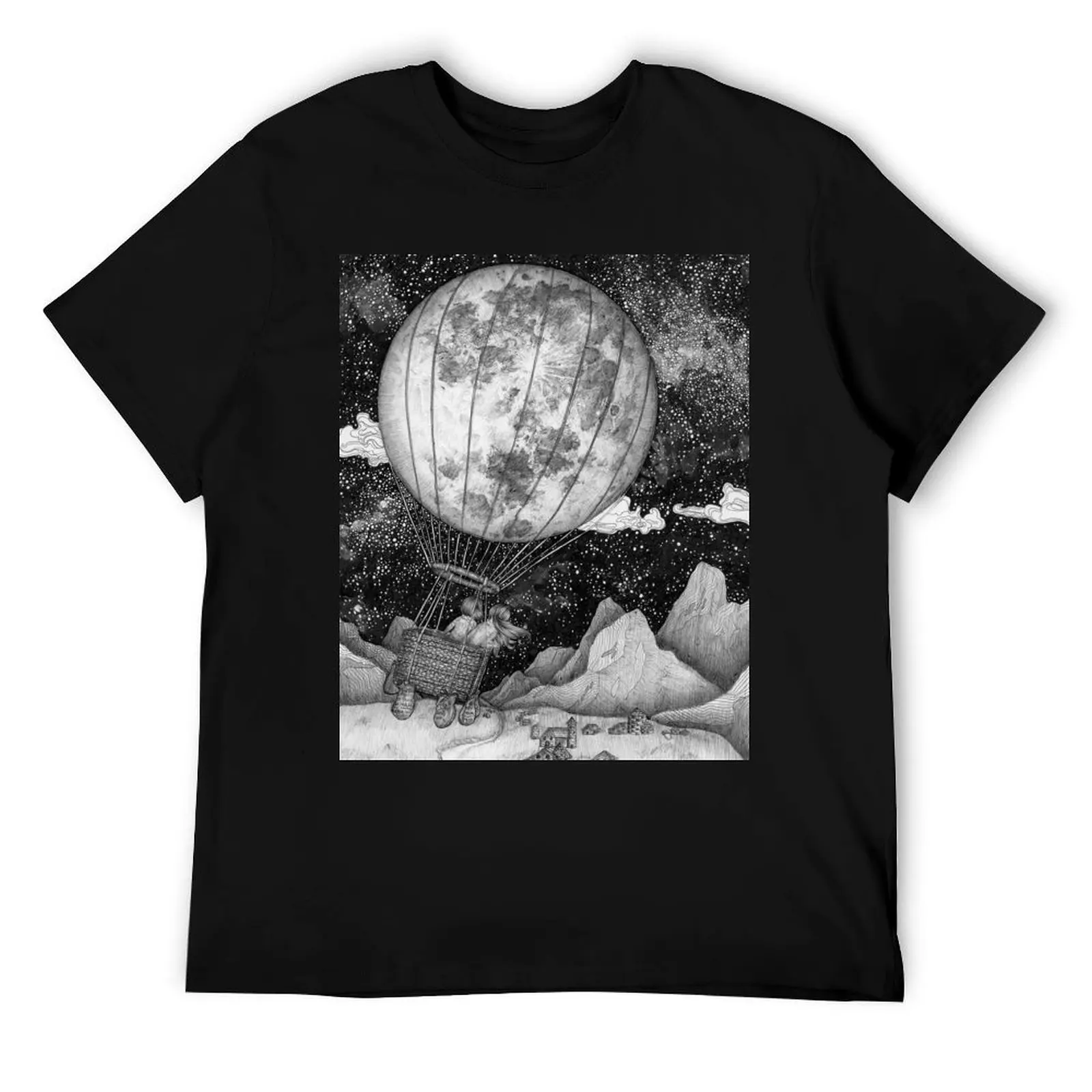 

Футболка с лунным воздушным шаром, мужская футболка с графическим рисунком, мужская футболка, хлопковая футболка высокого качества
