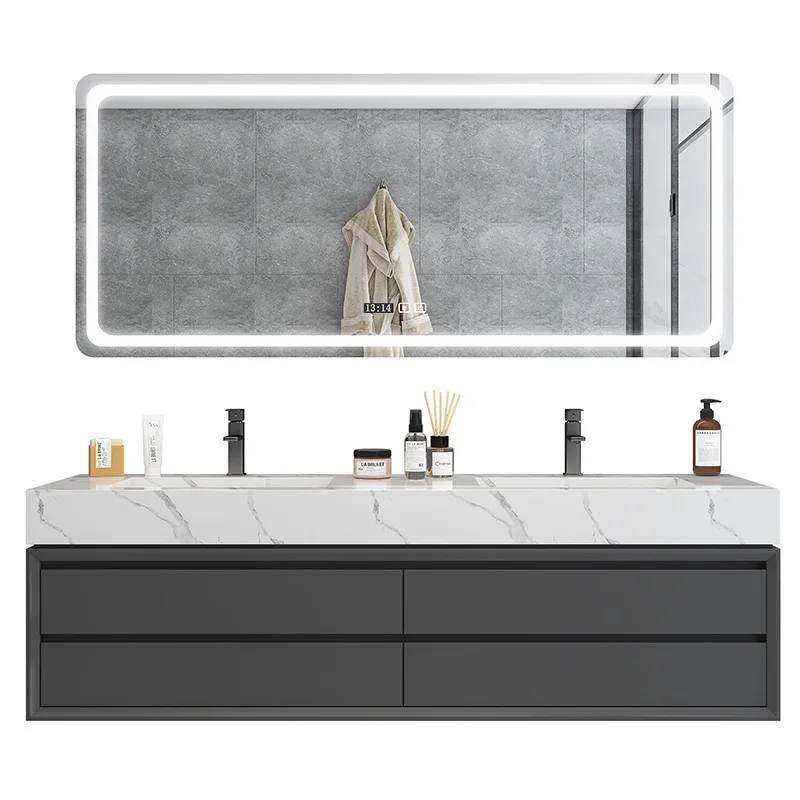

Nordic luxury smart wall-mounted bathroom cabinet modern vanity ceramic basin bathroom cabinet