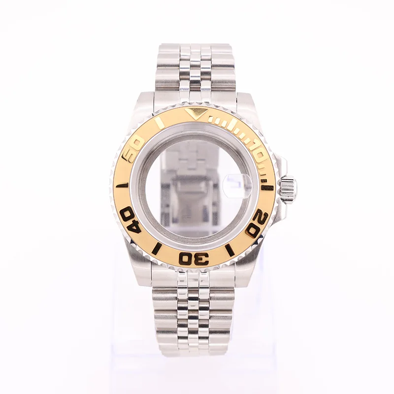 40mm 골드 서브마리너 시계 케이스, 쥬빌리 브레이슬릿, 세이코 모드 키트용 자동 남성용 손목시계 교체 부품