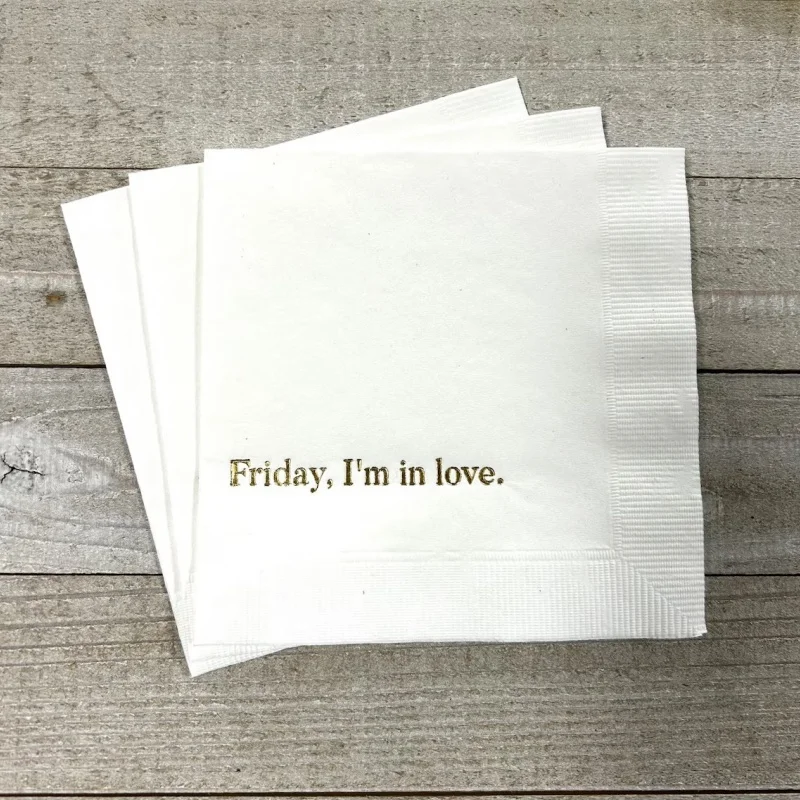 

50 Friday, I'm in love napkins Friday I'm in love beautiful letterpress napkins Wedding Napkins Cocktail Beverage Size Napkins