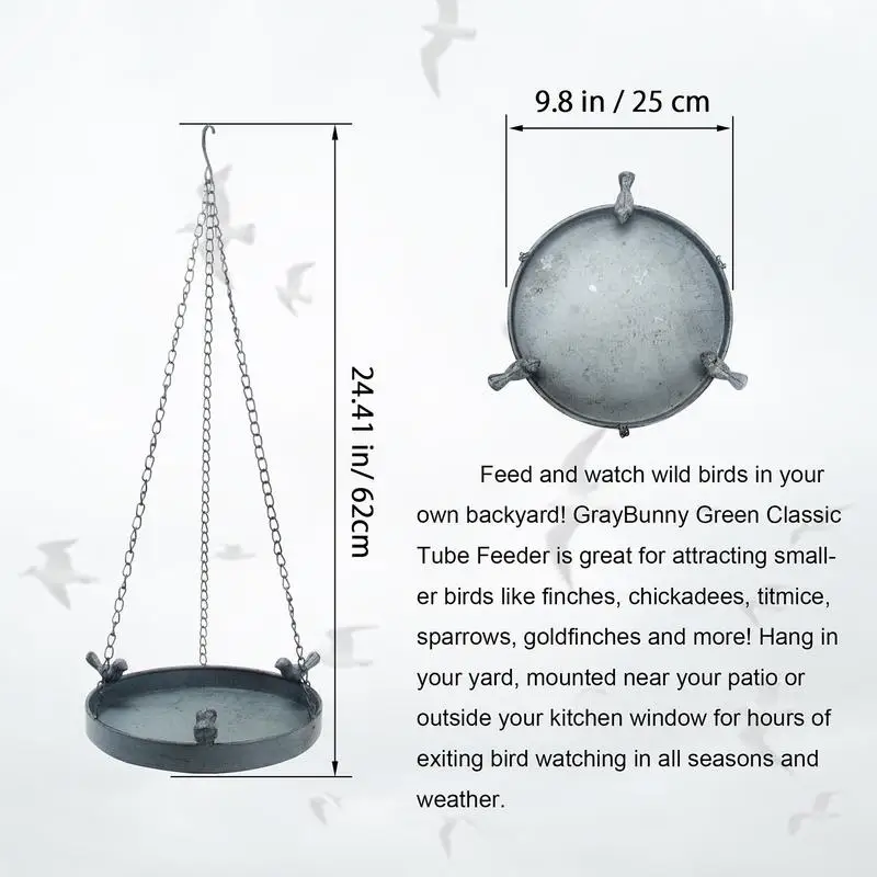 

Outdoor Garden Hanging Birdbath with Chains Adjustable Height Metal Bowls Water Feeders Patio Decor for Backyards