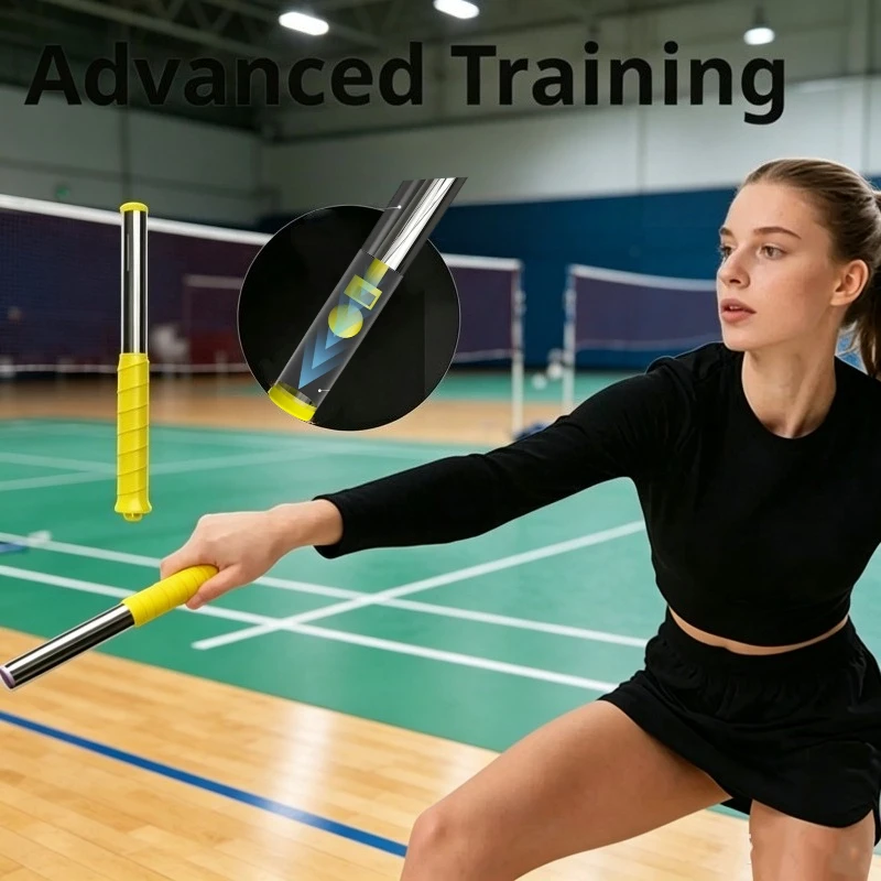 1pc Yellow Badminton Swing Trainer Correction Tool for Forehand & Backhand Solo Training Aid Equipment Badminton Power Trainer