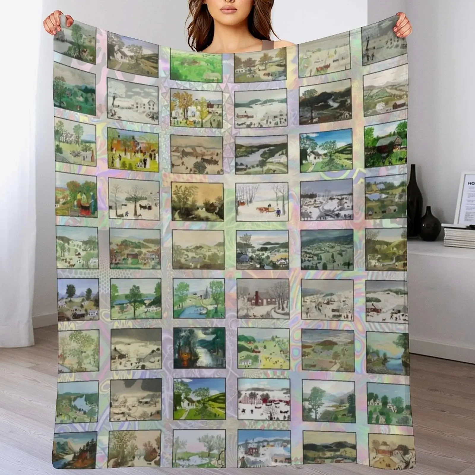 Grandma Moses Throw Blanket Air Conditioner Soft Blanket for Office Home
