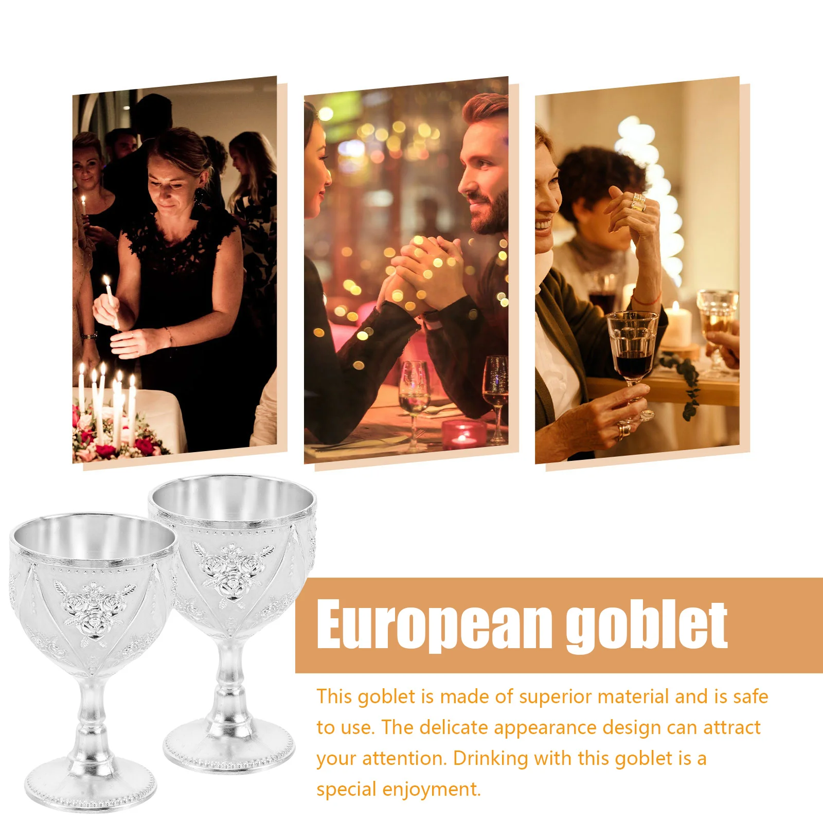 2Pcs Delicate Wine Goblets European Style Unique Design Sturdy Red Wine Holders Desktop Decoration Party Use