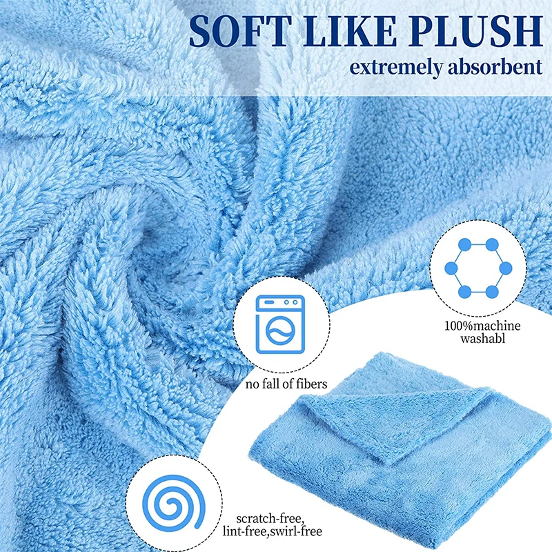 Microfiber Towels for Cars Drying Wash Plush Large Car Wash Towels Thick Car Care Detailing Buffing Polishing Non-scratch Cloth