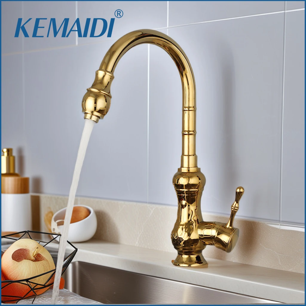 

KEMAIDI Gold Kitchen Faucet Bar Sink Faucet Stainless Steel Kitchen Sink Faucets Mixer Single Handle for Kitchen Bathroom Sink