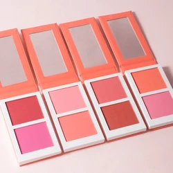 2-Color Matte Peach Powder Blush Palette Blendable Long-Lasting Non-Fading Cheek Tint Portable Smooth Lightweight Sunset Blusher