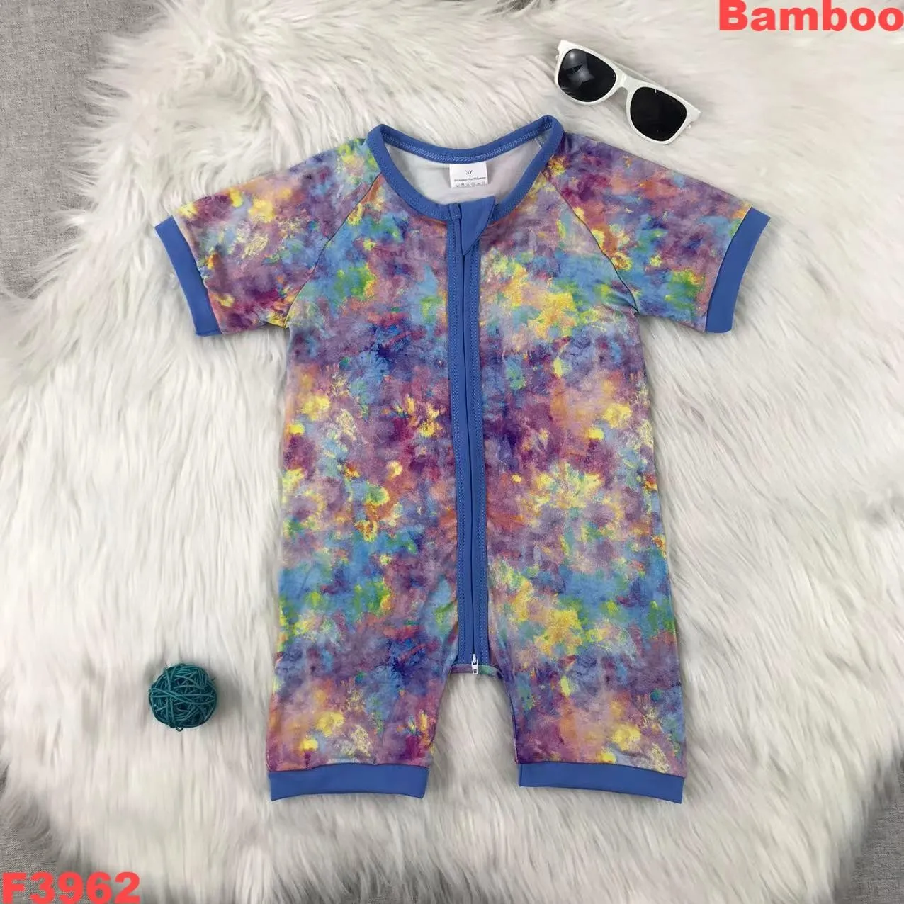 

Бамбуковые комбинезоны для малышей, детские комбинезоны с принтом тай-дай, бамбуковые комбинезоны с короткими рукавами для новорожденных