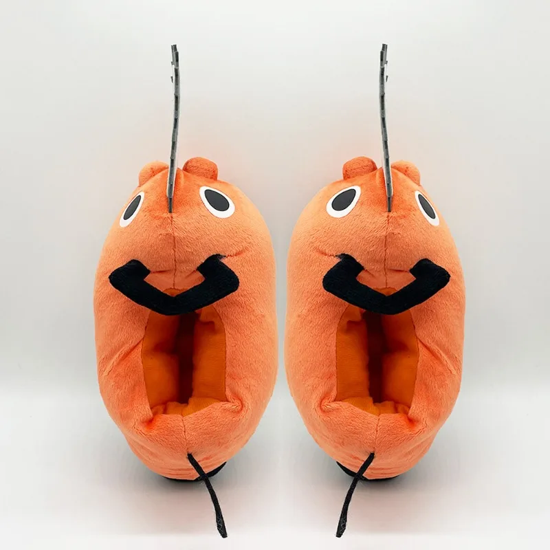 Chainsaw Man Plush Slipper Halloween Pochita Stuffed Shoes Men Orange Dog Stuffed Soft Slippers Winter Indoor Shoes