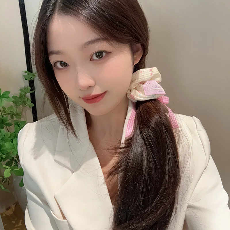 الكورية نمط الحلو فراشة عقدة العلاقات الشعر النسيج العصابات الشعر للنساء رائعتين أغطية الرأس لطيف مطاطا العصابات الشعر Pentru Воalos