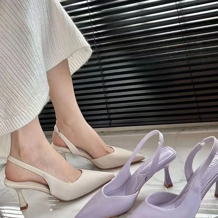 New Luxury High Heel Women\'s Sandals Shallow Mouth Lacquer Leather Baotou Super High Heel Style Pointed Fashion Women\'s Shoes