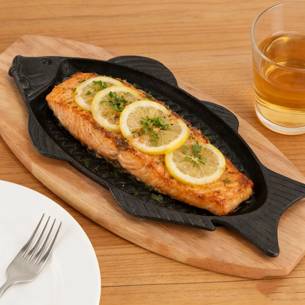 Perfect Searing Grill Street Steak 37*19.5*1.8cm Cast Iron Grill Pan Excellent Heat Retention High Temperature Resistant