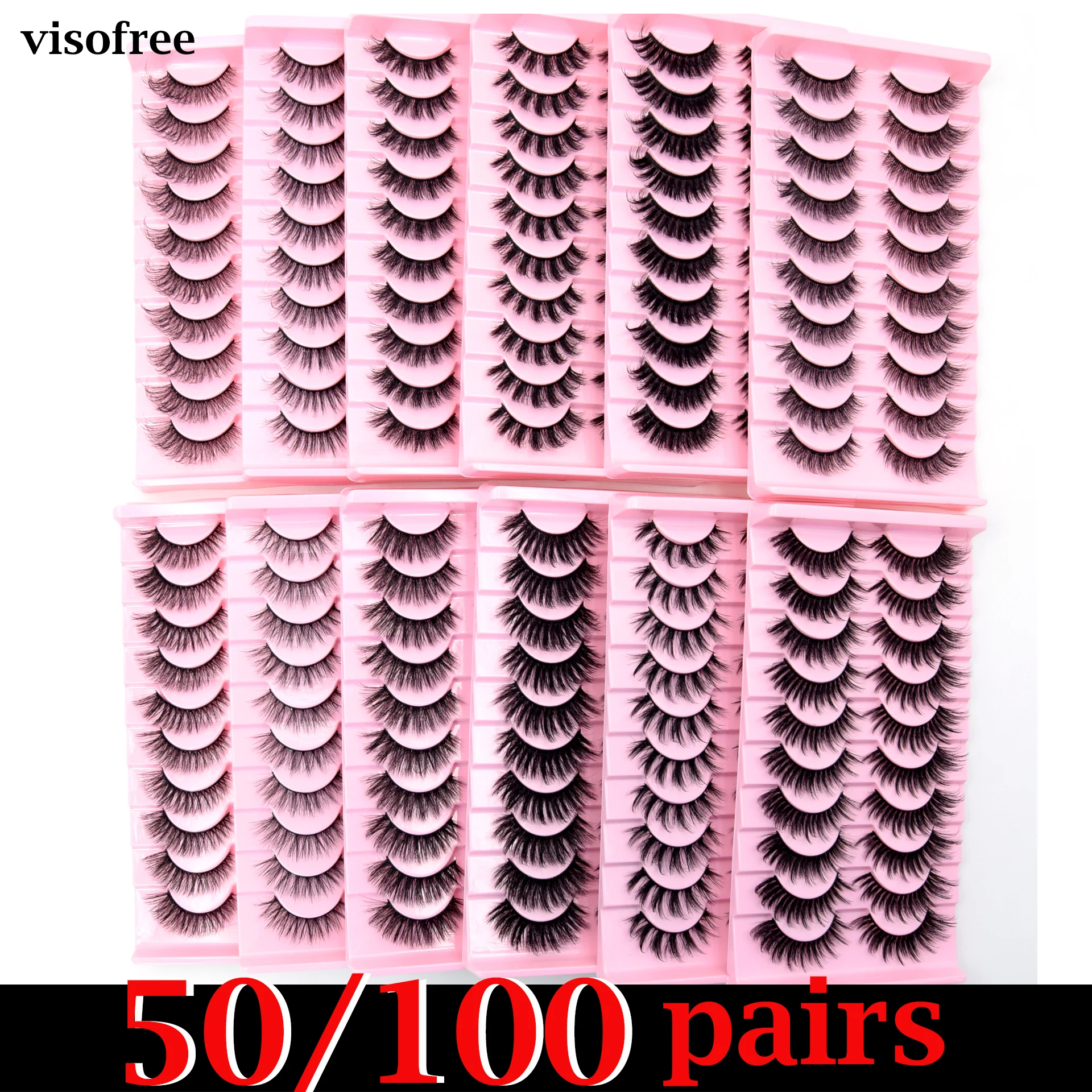 

50/100Pairs 3D Mink Lashes Wholesale Eyelashes Lashes Handmade Fluffy Dramatic Lashes Cruelty Free False Eyelashes Makeup Lashes