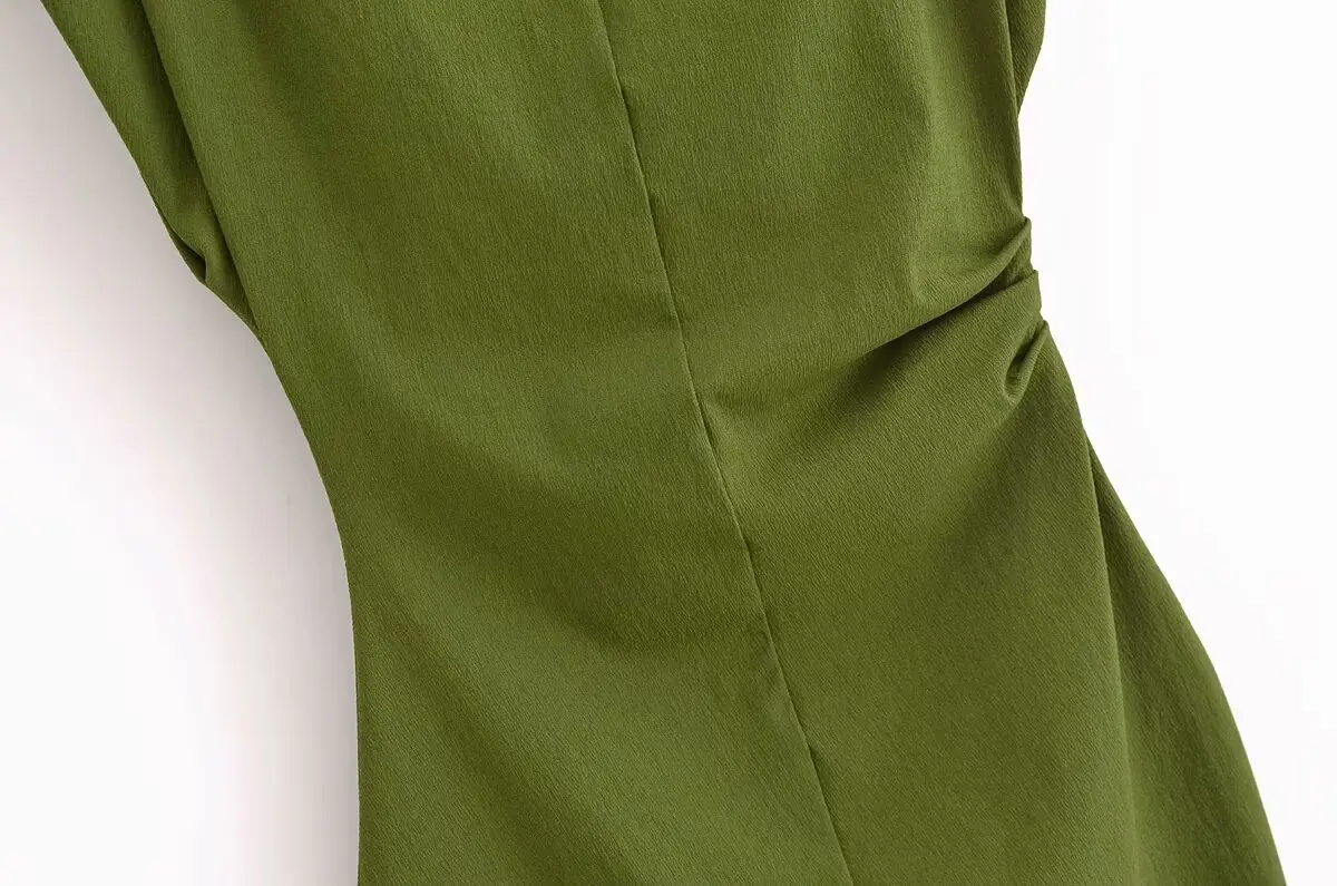 Kondala-mulheres sexy magro vestido curto cintura verde ombreiras mini vestido novo 2025 primavera outono moda festa de casamento vestido de convidado