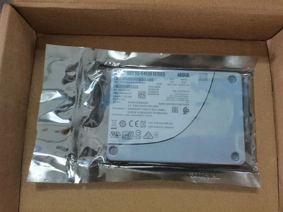 Original for Intel SSD D3-S4510 Series SATA3 Solid State Drive SSDSC2KB480G801 2.5