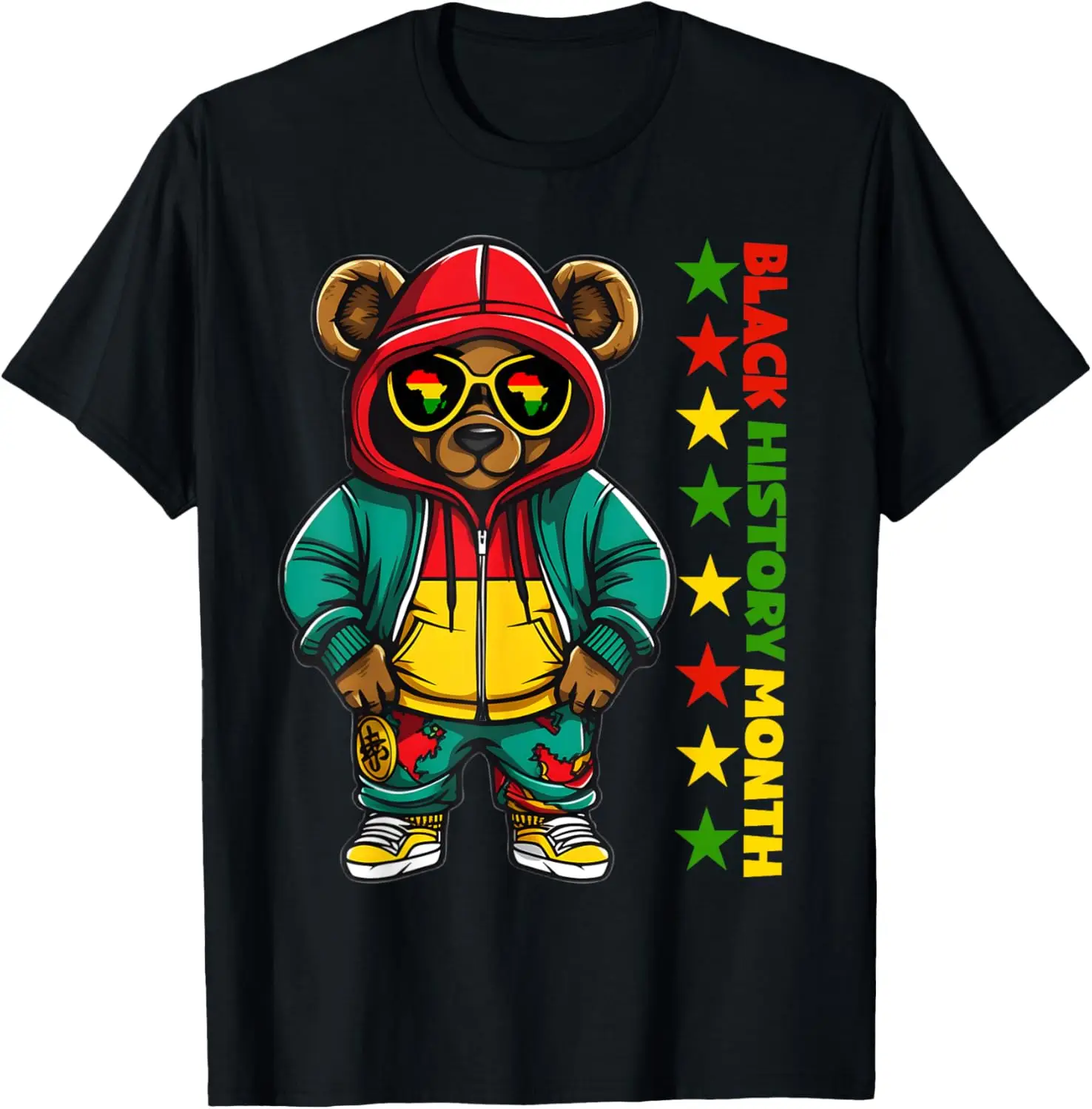 Black History Month Hip Hop Teddy Bear African American Boys T-Shirt