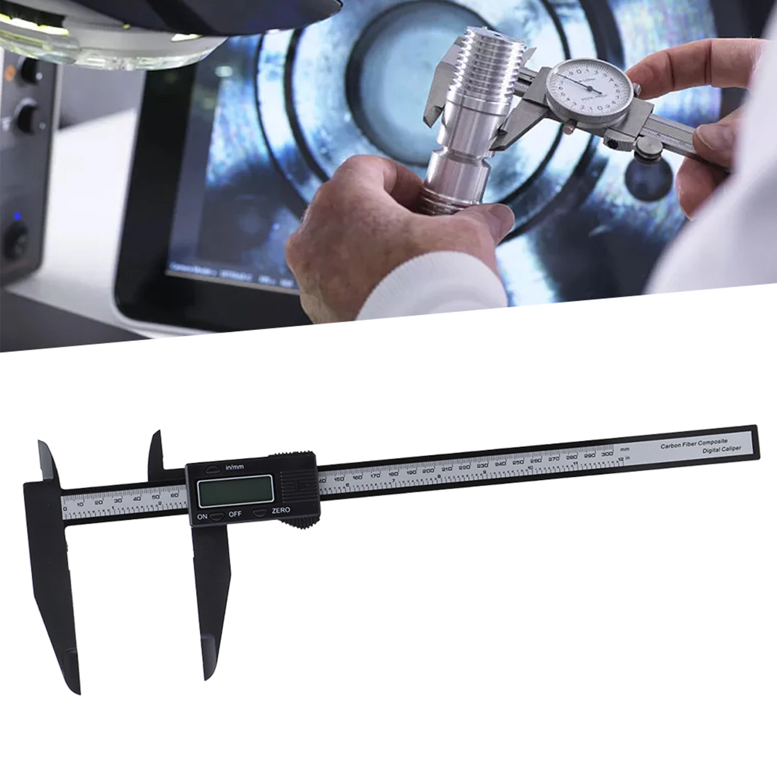 150mm/300mm Digital Electronic Caliper Carbon Ruler with Long Jaw Measuring Tool