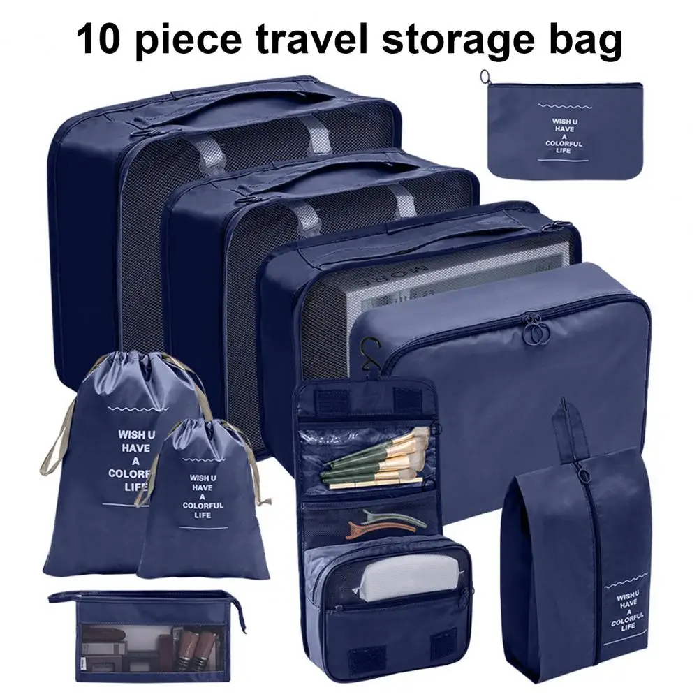 

10Pcs/Set Luggage Packing Organizers Smooth Zipper Waterproof Drawstring Travel Shoe Cosmetic Bags Home Storage Supplies