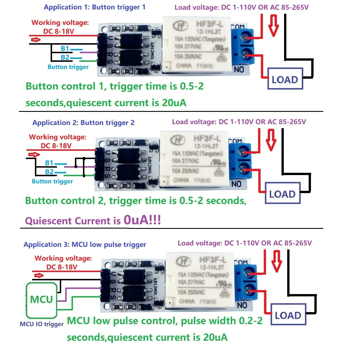 DC 12V 10A Magnetic Latching Relay Module Zero Power Hold Switch Bistable Self-locking Board