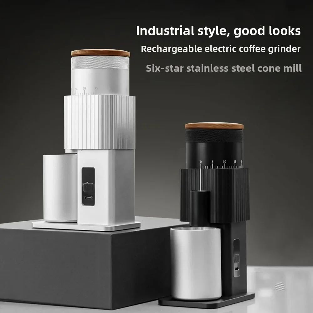 FirmHome StoreNew Household Electric Coffee Grinder, Portable And Rechargeable, Stainless Steel Conical Burr, All-metal Grinding