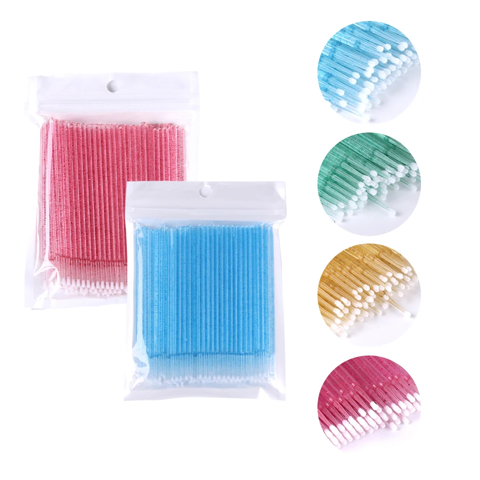 100pcs Eyelash Extension Disposable MicroBrush Cleaning Cotton Swab Micro Brushes Eye Lashes Glue Removing Makeup Accessories