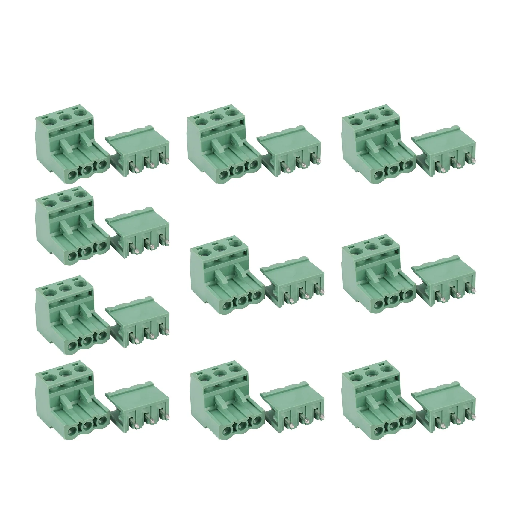 New 10Pcs 5.08mm Pitch 3Pin Plug-in Screw PCB Terminal Block Connector Right Angle