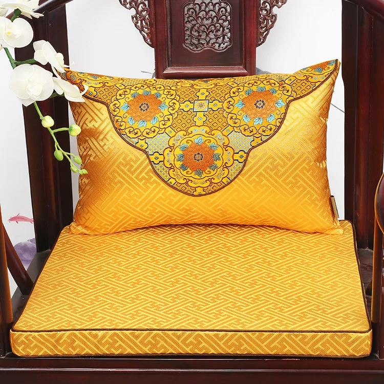

Custom Thicken Vintage Silk Brocade Chair Seat Cushions with Ties, Chinese Style Sofa, Armchair, Living Dining Room Chairs Pads