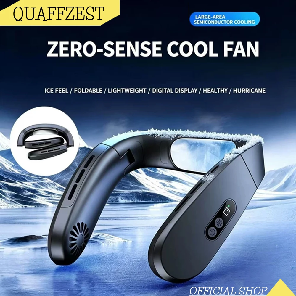 

Foldable Portable Neck Fan 5000mAh Neck Air Conditioner Rechargeable Semiconductor Cooling Fan Outdoor Personal Fan Wearable Coo