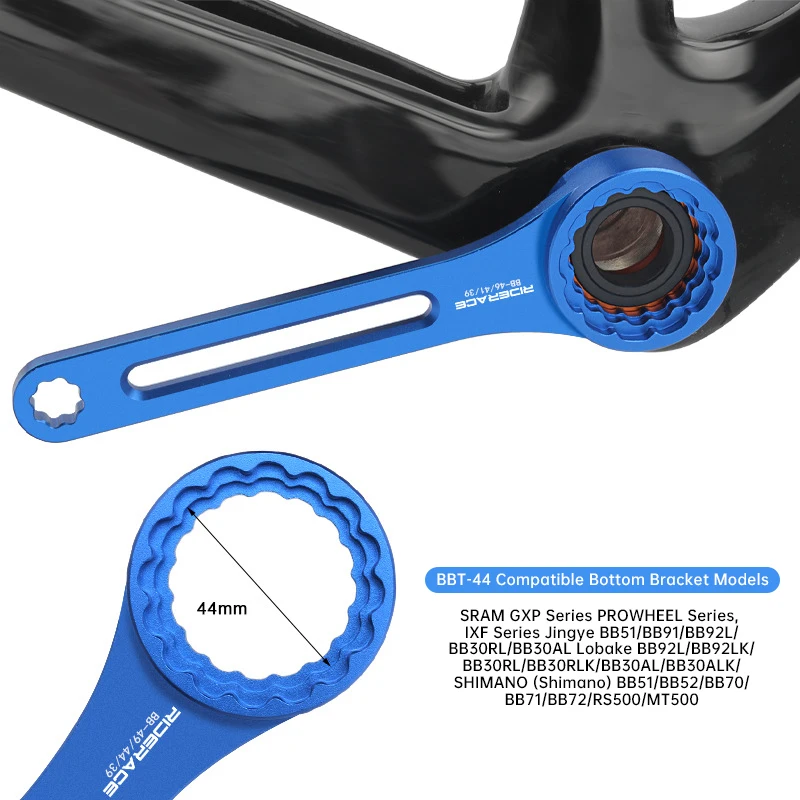 Universal 6 in 1 Aluminum Alloy Bike Bottom Bracket Wrench BB Removal Tool for 39mm 41mm 44mm 46mm 49mm Hollow Crank Axle