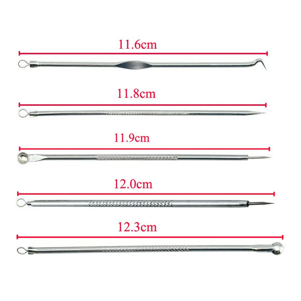 5 Stuks Roestvrij Mee-Eter Afzuigset Smet Verwijderingsgereedschap Professionele Puistjesgereedschapset