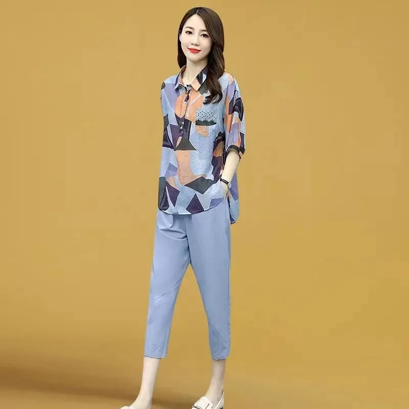 2023 Women\'s Summer New Suit Fashion Cotton Linen Set Age-Reducing Short Leisure Outfit Temperament Pants Female Two-Piece Coat