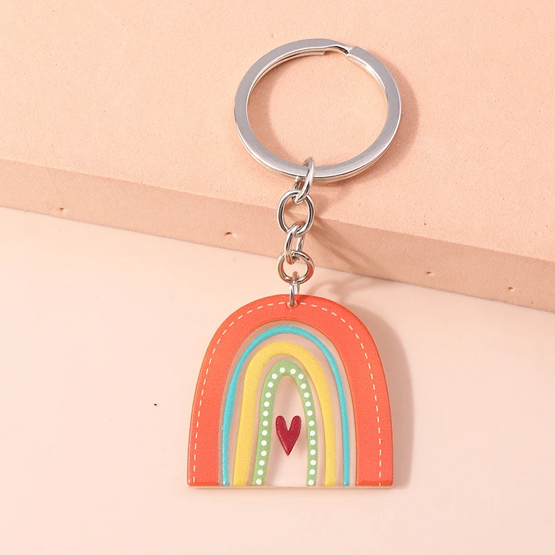New Colorful Rainbow Keychains for Car Key Souvenir Gift for Women Men DIY Handbag Pendants Hanging Key Ring Jewelry Accessories view 5