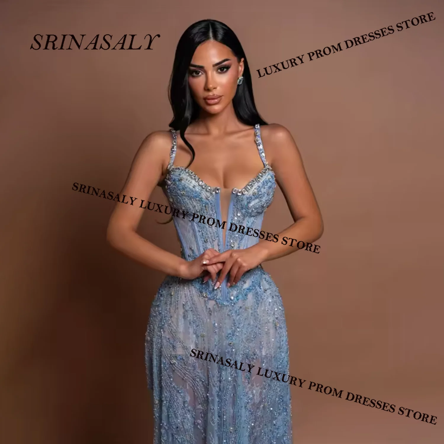 فستان حورية البحر مخصص بحورية البحر مرصع بحجر الراين المتلألئ Aso Ebi فستان رسمي بشراشيب رداء De Soiree مثير لحفلات الزفاف المسائية #2