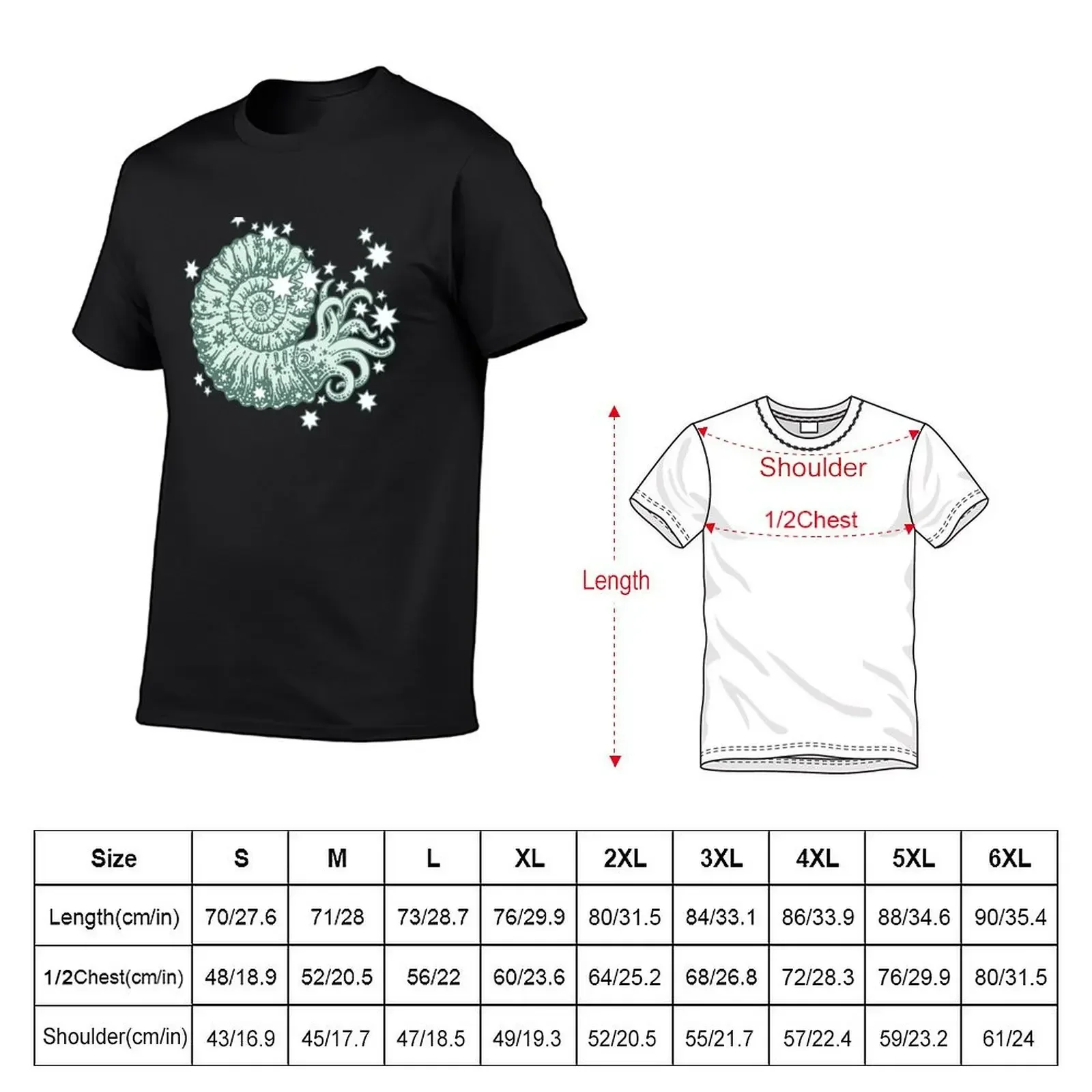 The Starry Ammonite Aquamarine Palette Cosmic Prehistoric Life T-Shirt sublime heavyweight t shirts for men