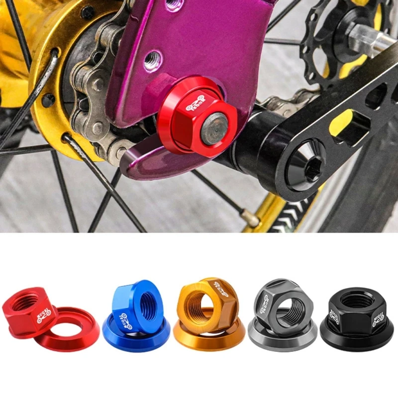 Bicycles Hubs Nut Bike Nut Rear Hubs  Aluminum Alloy Nut Flanged Mountain Bike Part Before Rear Wheel Lock Screw