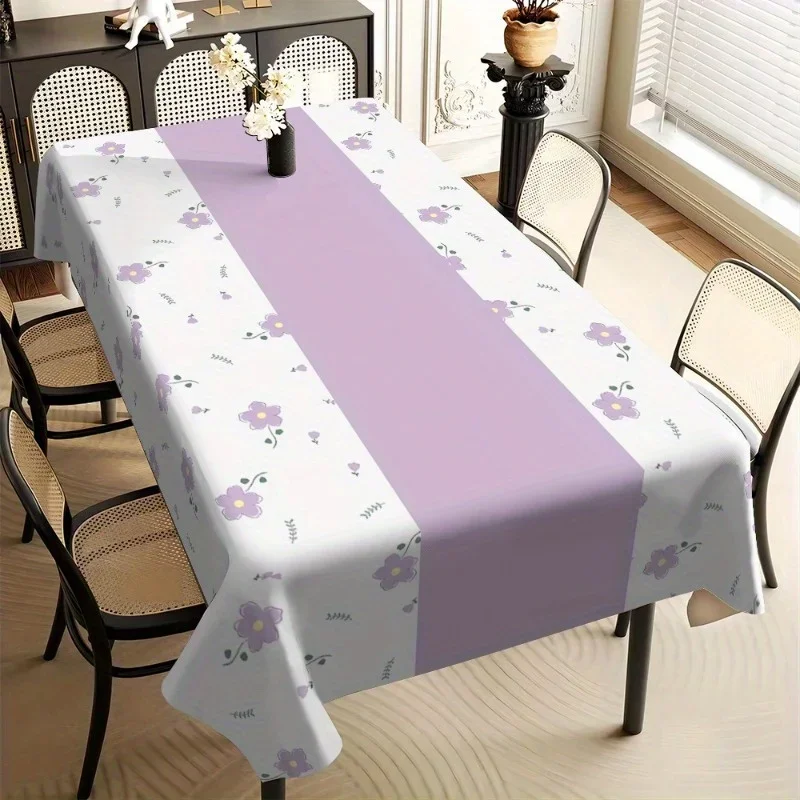 Lavender floral pattern polyester tablecloth | Rectangular shape | Multi-functional, suitable for restaurants and officesxzj