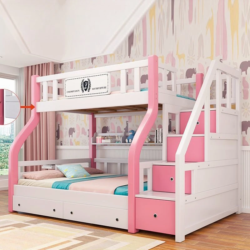 

Full solid wood child and mother bed Log children's bed Double upper and lower bed Youth multi-functional small