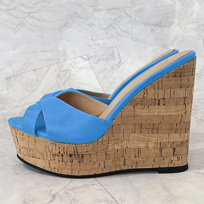 Rontic 2021 Women Platform Slingback Sandals Slippers Unisex Wedges Heel Open Toe Gorgeous Nude Beach Casual Shoes US Size 5-20 view 4