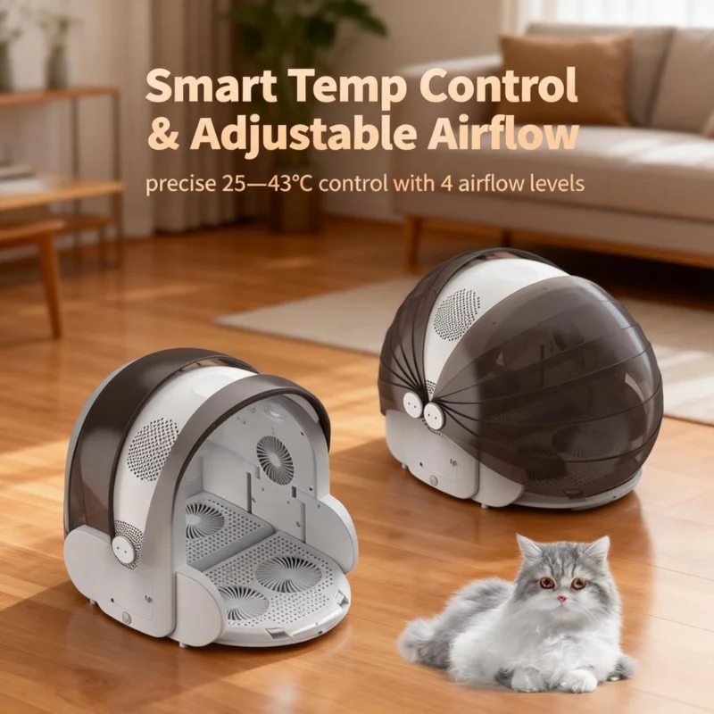 60L Foldable Smart Pet Dryer Box Automatic Cat Dog Grooming Dryer Box Intelligent Temperature Control Fast Drying Pet Hair Dryer