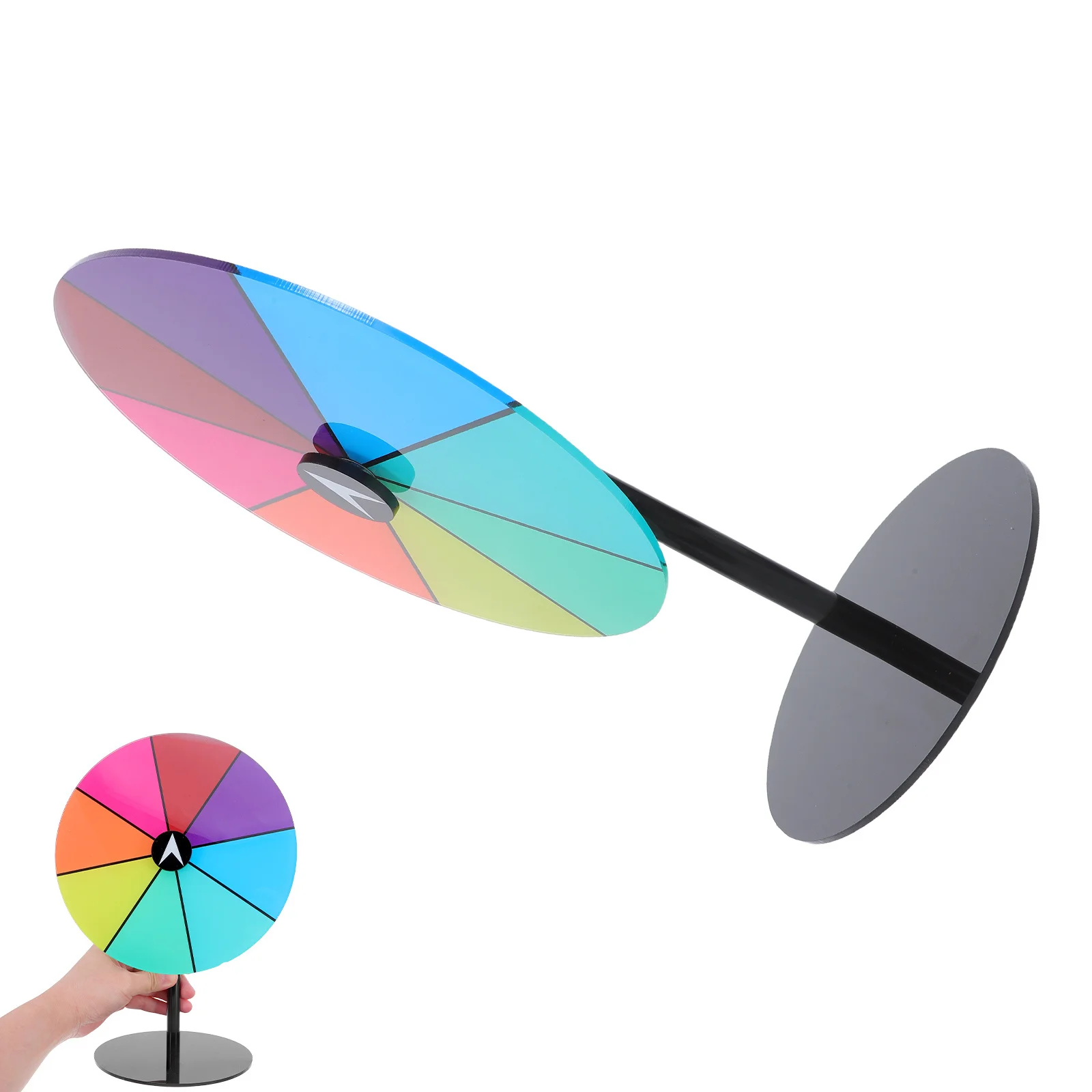 

Tabletop Acrylic Spinning Prize Wheel Heavy Duty Base Dry Erase Surface Colorful Rotating Wheel for Parties Trade Shows