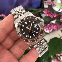 40mm Sapphire Crystal HK3804 GMT Watch Automatic Mechanical Relogio Masculino Role Luxury Luminous Stainless Steel Men Gift GR19