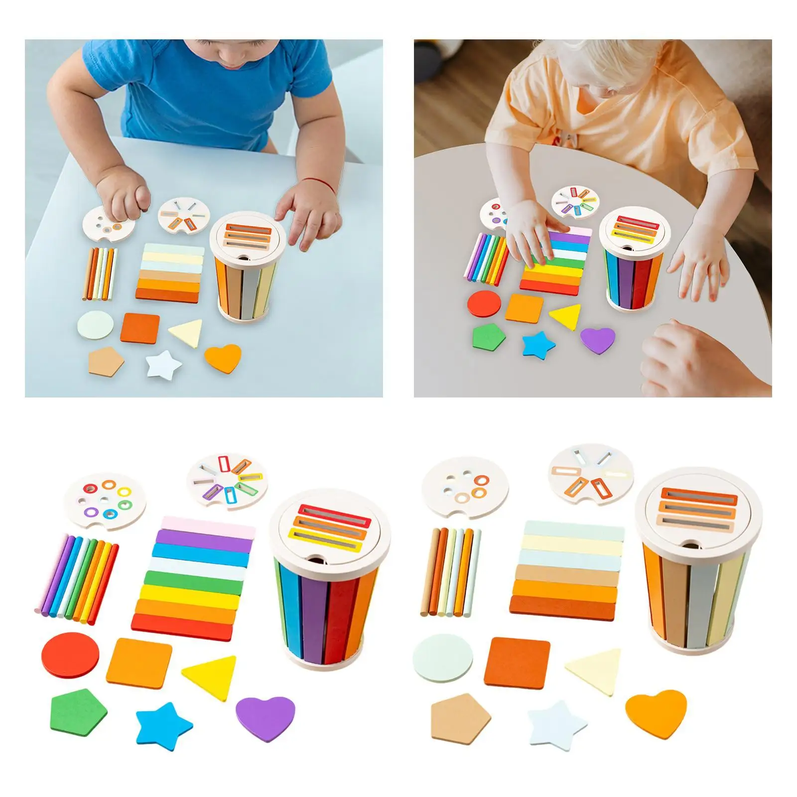 Wooden Rainbow Stack Set,Montessori Puzzle Stacking Blocks,Wooden Building Blocks Set for Ages 4-6 Years Toddlers Gifts