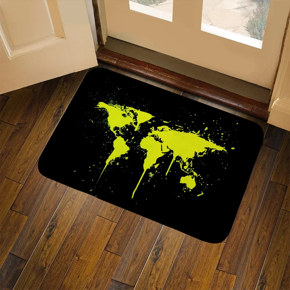 

World Map Doormat Kawaii Rug Bedrooom Carpet Kitchen Decoration Funny Entrance Door Mats Mat for Hallway Children Room Mat Bath