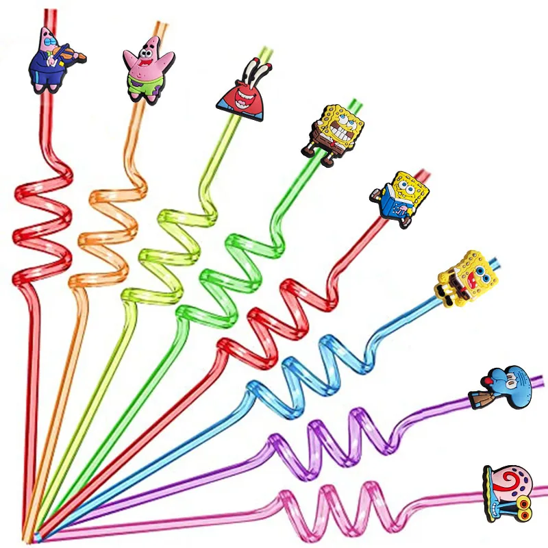 8 Stuks Cartoon SpongeBobs Stro Herbruikbare Rietjes Voor Kinderen Verjaardag Festival Party Bruiloft Decoratie Party Leveranties