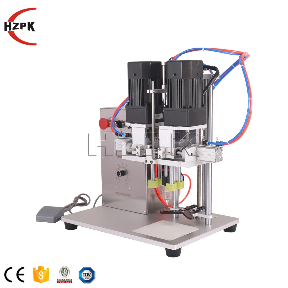 HZPK 80mm Table Top Small Trigger Bottle Screw Capping Machine Semi Auto Spray Dropper Bottle